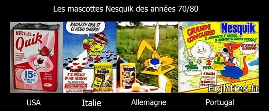 ANNEES, 80, 80's, eighties, Groquik, Groquick, Grosquick, Grosquik, Nesquik, Nesquick, NESTLE, Chocolat, mascotte, EMBLEME, enfance, trentenaires, pubs, PUBLICITE